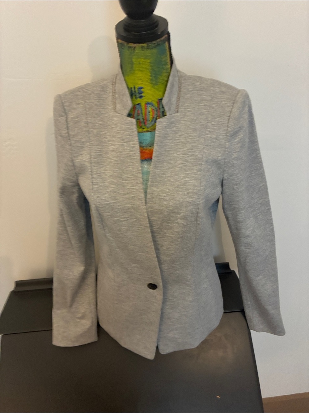 White House Black Market Heather Gray One-Button Women's Blazer